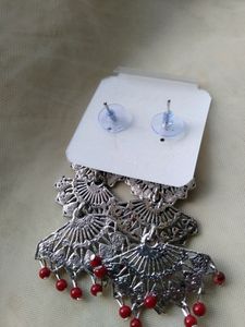 OXIDISED PEACOCK LAYERED EARRINGS