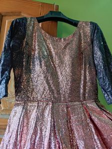 Shimmer Evening Gown Black And Copper Combo