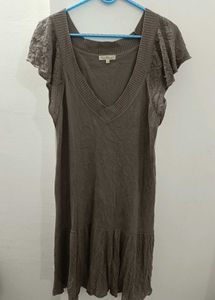 Casual Brown Knit Dress