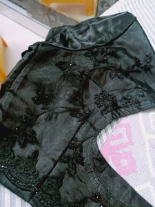 new beautiful embroidered black stone net saree.