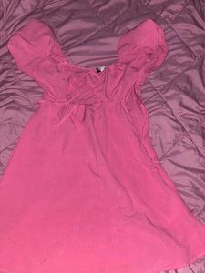 H&amp;M Puff Sleeve Pink Dress