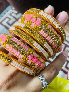 Never Used Rose Pink Studded Bangle Set