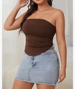 Brown Strapless Tube Top