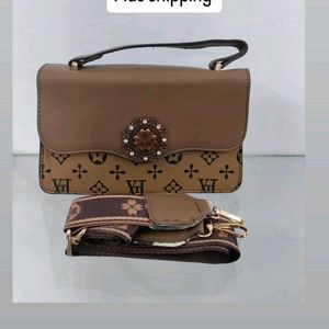Brown Patterned Sling Bag