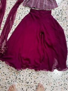 purple Embellished palazo top Set