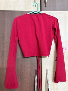 Red Long Sleeve Top