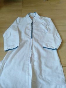White Kurta with Blue Detail