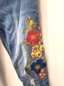 Floral Embroidered Jeans