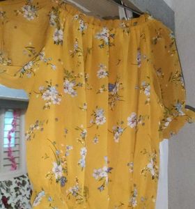 Yellow Floral Ruffle Crop Top