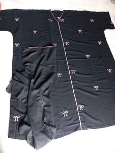 Elegant Trendy Bow Embroidered Black  Abaya