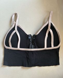 Stylish Black Zip-Up Bralette