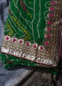 Green Bandhani Saree