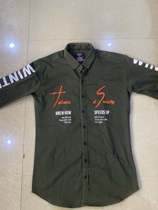 Trendy Olive Green Printed Shirt