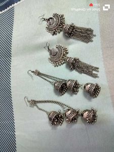 Silver Jhumka Earring Set of 2