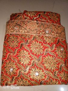Red & Gold Embroidered Fabric