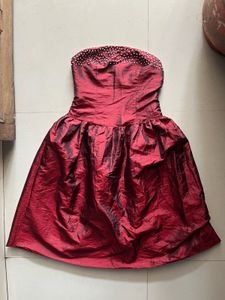 Burgundy Beaded Party Dress