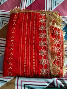 Red & Gold Embellished Dupatta