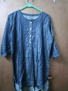 high - low denim top for ladies