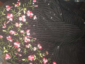 Black ND Red Sequin Saree