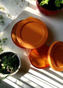 Two Tupperware Clear Bowl Set