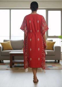 Red Printed Kaftan Dress
