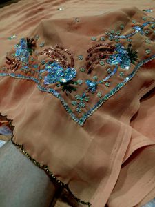 Elegant heavy Peach Saree