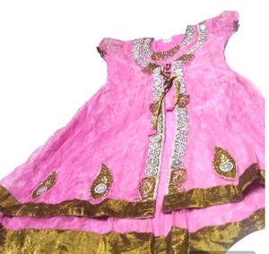 ❣️New Beautiful Shining Pink Net Anarkali Suit