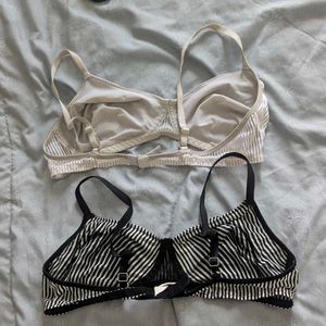 Pair Of Two Beige And Black bras Non Wired