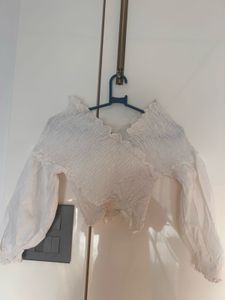 White Long Sleeve Crop Top