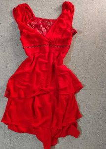 red tiered bottom y2k dress