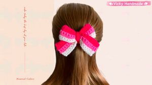 Colorful Crochet Earrings + Hair Bow Combo