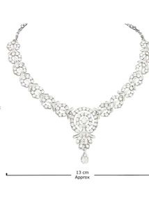 Elegant Silver-toned Necklace &amp; Earring Set