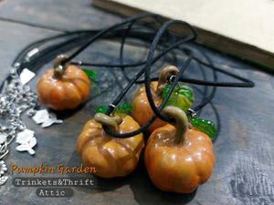 Handmade Miniature Pumpkin Clay Resin Necklace