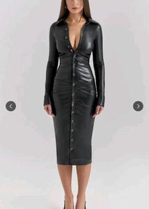 Chic Black Faux Leather Dress