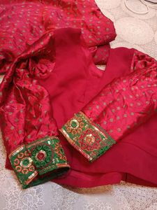 Party Wear Red Saree