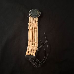 vintage bone beaded agate boho choker