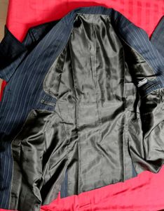 Men Blue Striped Blazer