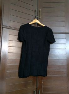 Women Black Off Shoulder Cotton Mix Top