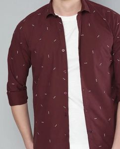 Mast&Harbour Burgundy Pure Cotton Shirt