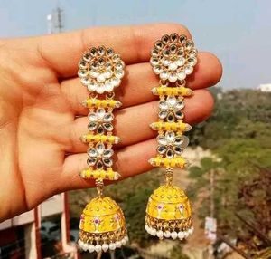 Yellow Jhumka Earrings
