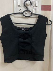 Black Crop Top With Designer Back