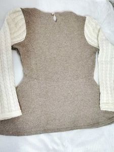 😍Cute Peplum Top with Knit Sleeves