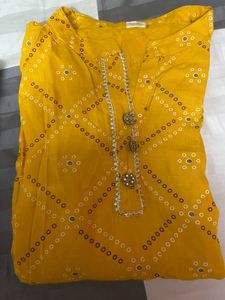 Yellow Printed Kurta