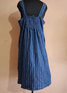 Striped Button-Front Jumper Dress