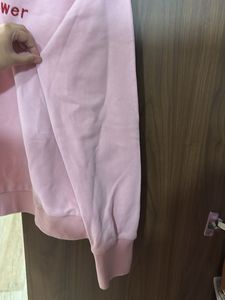 Pink Flower Embroidery Sweatshirt