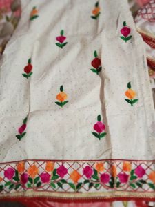 Jaipuri Phulkari White Suit