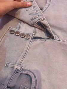 High Waisted Gray Denim Jeans