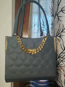 Gray Quilted Chain Bag