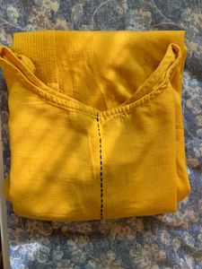 Yellow Kurta with Cute Sleeves &amp; Pocket