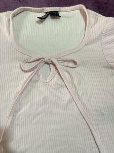 Cute Pink Tie-Front Crop Top